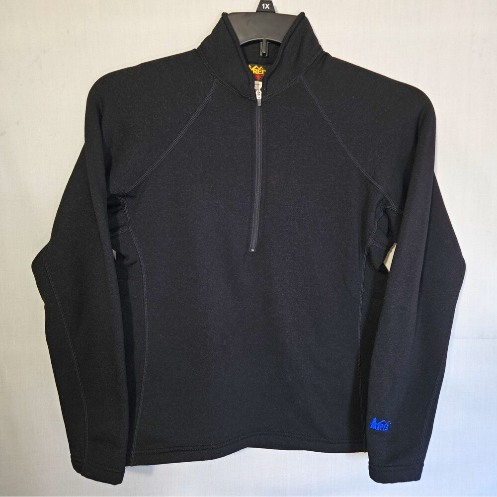 VTG 90s REI 1/4 Zip Sweater Polartec Fleece Pullover Womens S Black Made in USA